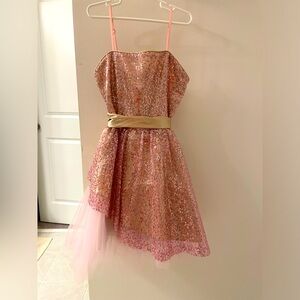 Girls Pink Sequined Dress (14)